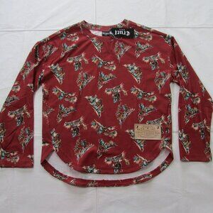 Cruel Girl's XL (12) Long Sleeve Dolman Western Bronc Print Blouse Shirt